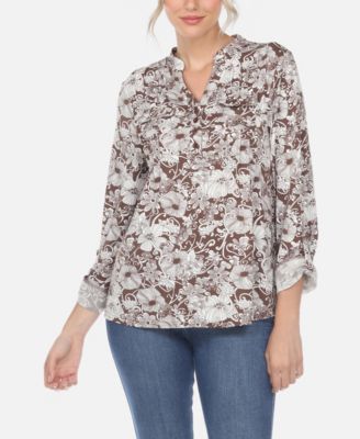 Women's Pleated Floral Print Blouse