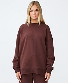 Women's Plush Oversized Sweatshirt Crew Top