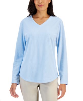 Karen Scott - Women's Textured Microfleece V-Neck Top