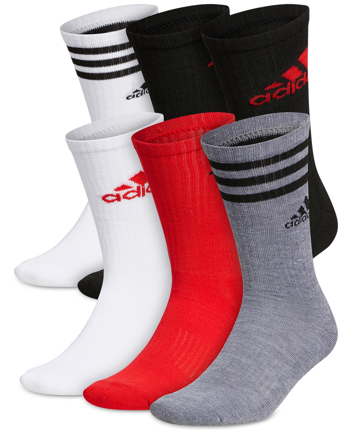 Men's Athletic Cushioned Mixed Crew Socks - 6pk. - Black/vivid Red/white