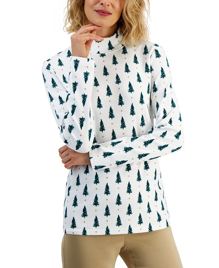 Karen Scott Petite Mock-Neck Printed Top, Created for Macy's & Reviews ...