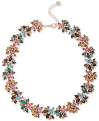 Charter Club - Gold-Tone Multicolor Stone Flower All-Around Statement Necklace, 17" + 2" extender