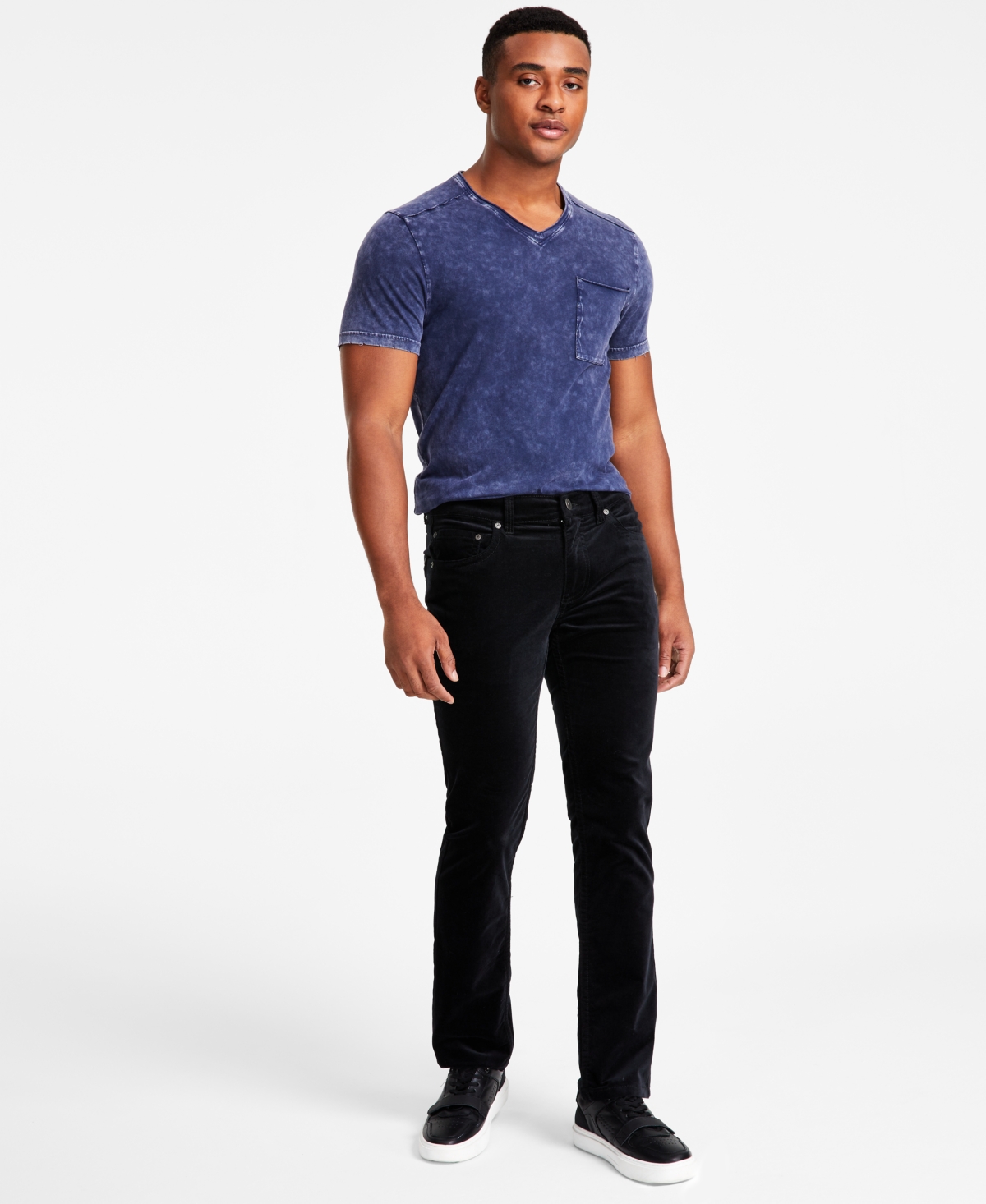 INC INTERNATIONAL CONCEPTS MEN'S SLIM-STRAIGHT FIT VELOUR JEANS, CREATED FOR MACY'S