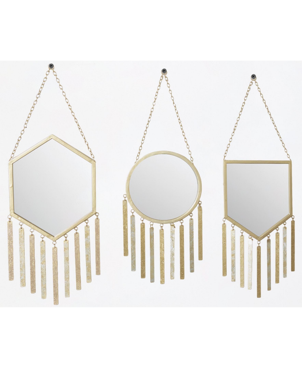 Metal Farmhouse Wall Mirror, Set of 3 - Gold-Tone