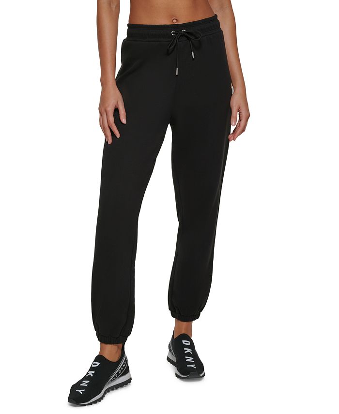 DKNY Sport Womens Black Sweatpants Fitness Zipper Hem Jogger Work