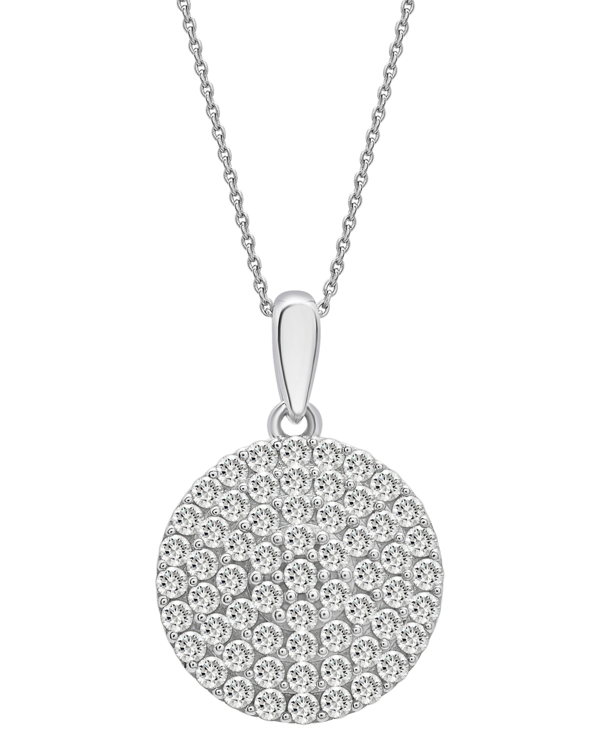 Diamond Circle Pendant Necklace (1 ct. t.w.) in 14k White Gold, 16" + 4" extender, Created for Macy's - White Gold