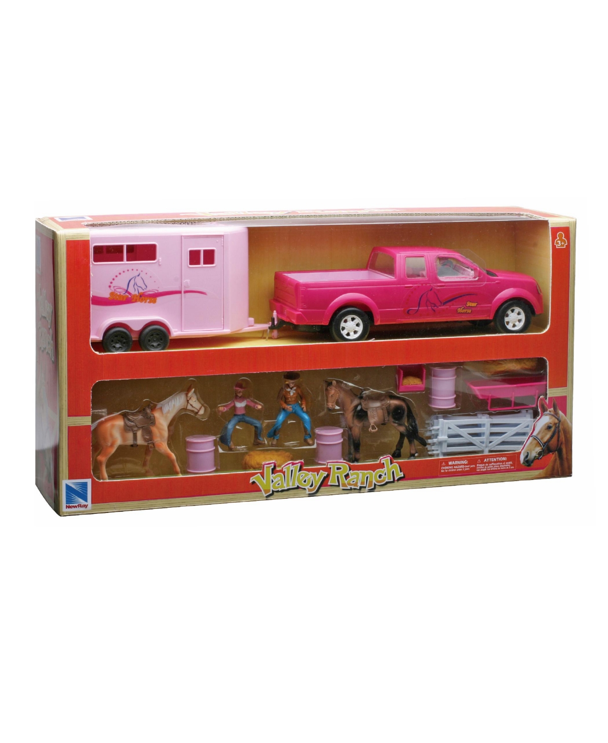 New Ray Kids' Pick Up Truck Trailer Horse Set In Pink
