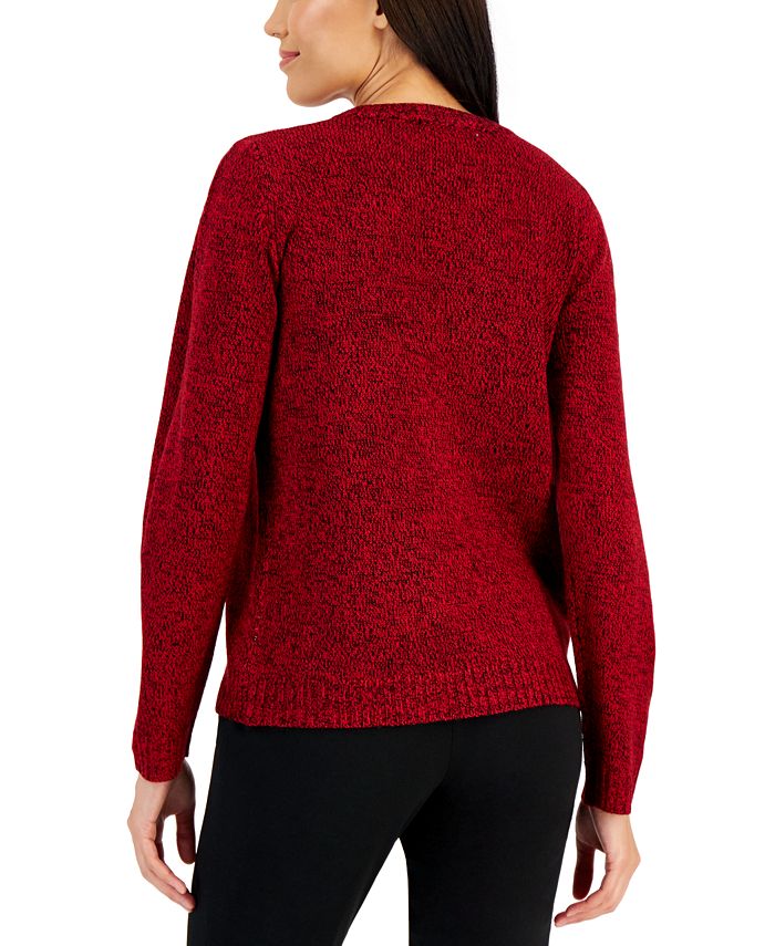 Karen Scott Women's Snowman Trio Embellished Graphic Sweater, Created