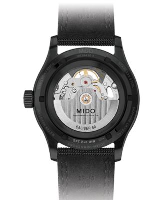 Men's Swiss Automatic Multifort Skeleton Vertigo Black and Orange Fabric Strap Watch 42mm