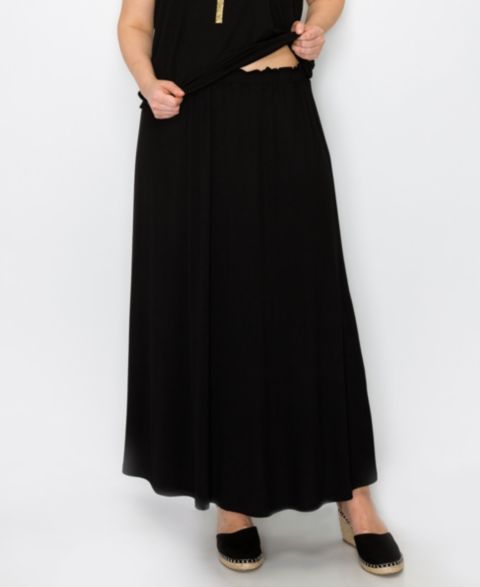 Женские юбки COIN 1804 Plus Size Elastic Waist Maxi Skirts, цвет: Чёрный