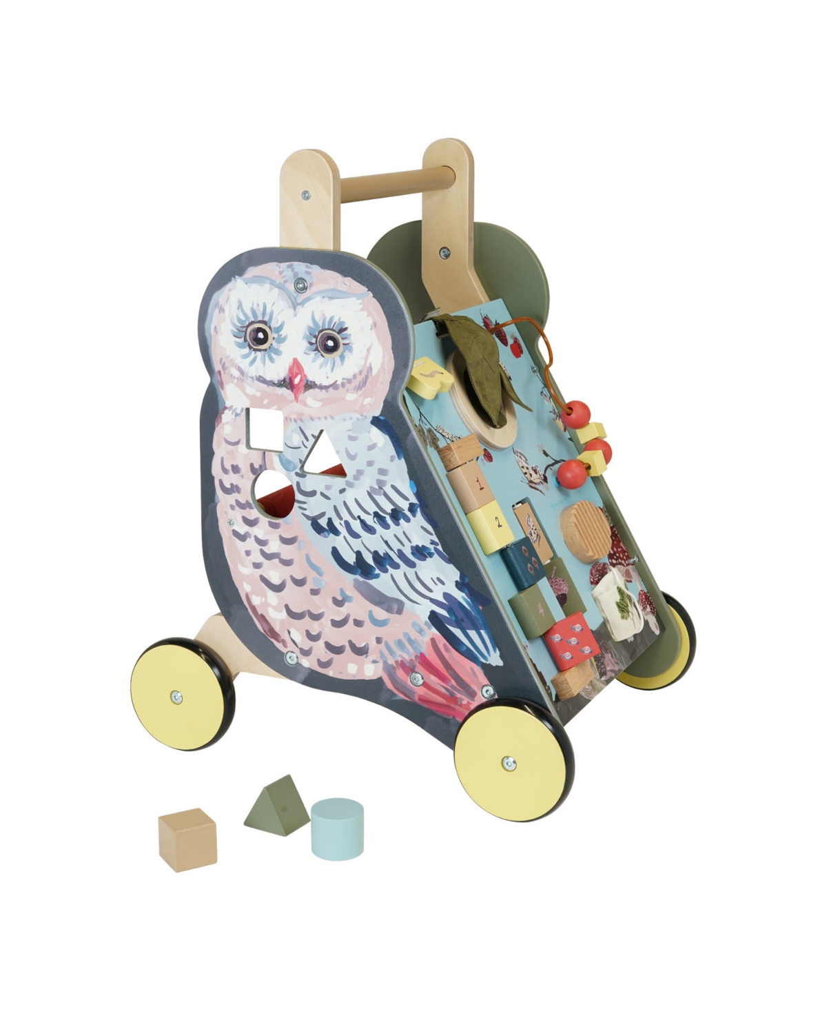 Manhattan Toy Company Kids' Wildwoods Owl Wooden Push Cart In Multicolor