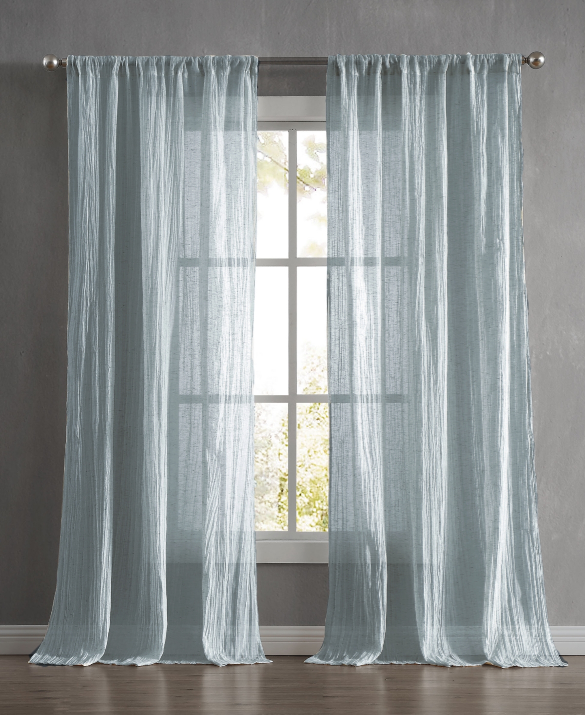 French Connection Charter Crushed Semi-Sheer Rod Pocket Window Curtain Pair, 84