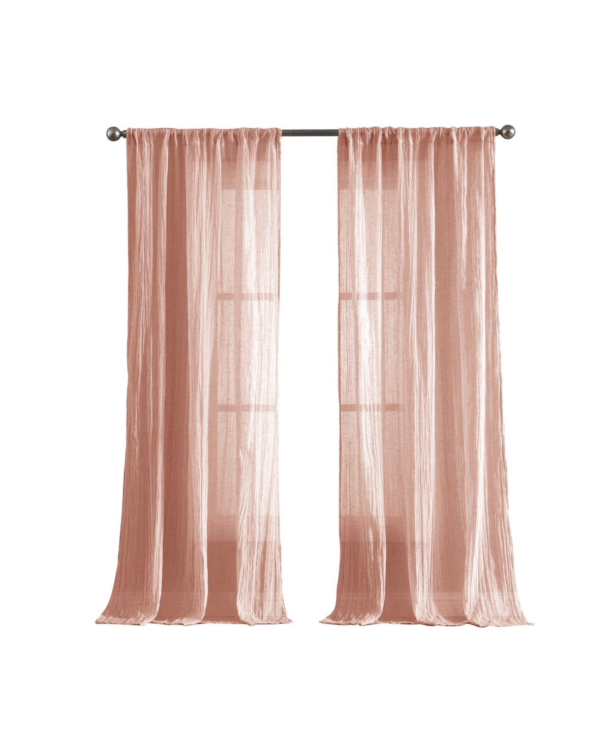 French Connection Charter Crushed Semi-sheer Rod Pocket Window Curtain Pair, 84" X 50" In Dusty Pink