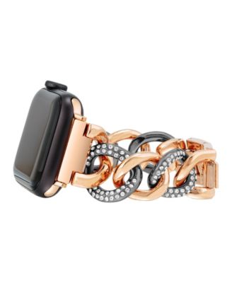 Women's Black and Rose Gold-Tone Chain Link Bracelet with Premium Crystals designed for Apple Watch&reg; 42mm (Series 10) & 38/40/41mm 