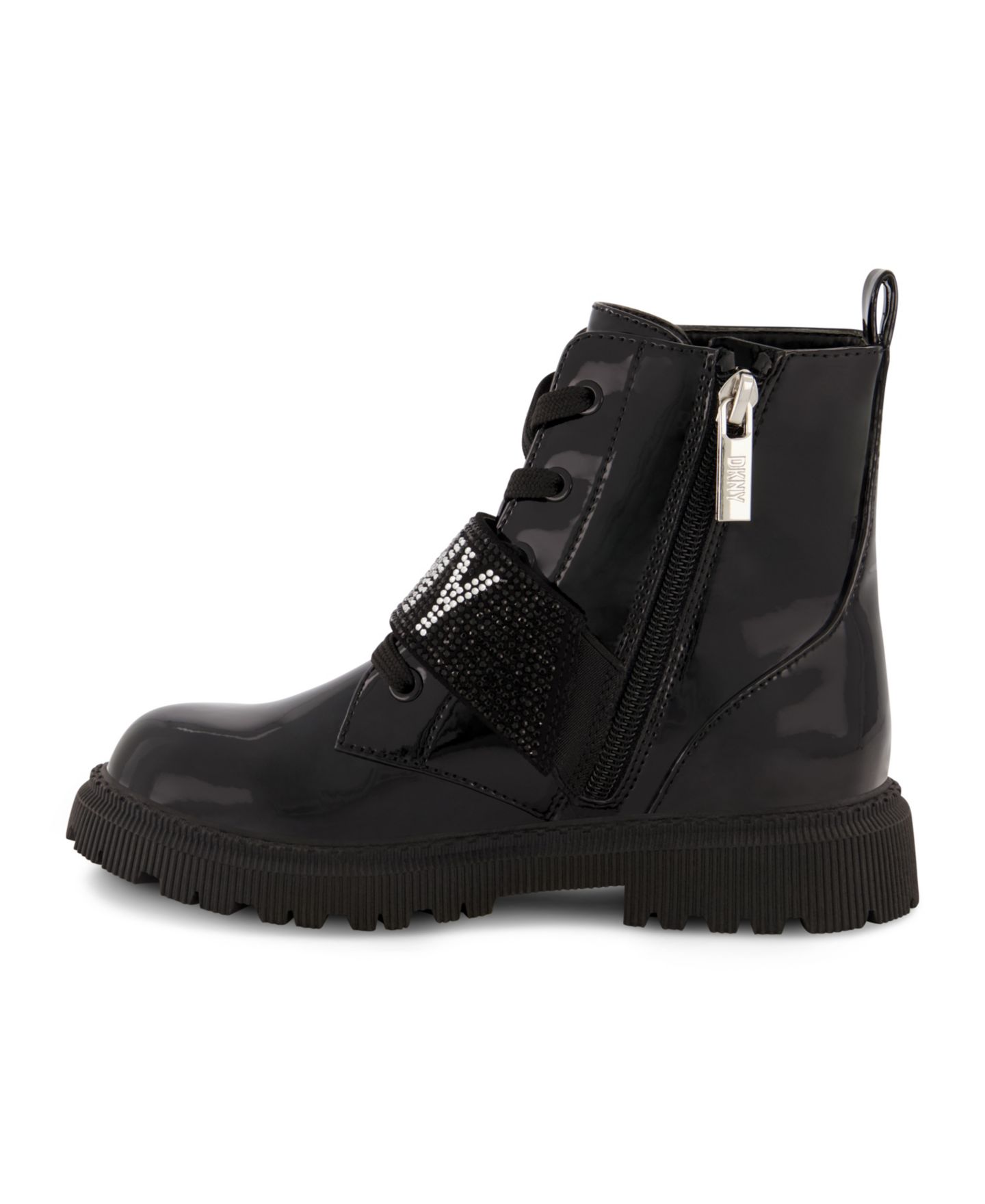 Ботинки DKNY Elastic Logo Strap Moto Boots для девочек, цвет: Чёрный — фото 7