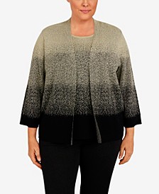 Plus Size Classics Ombre Shimmer 2-in-1 Sweater