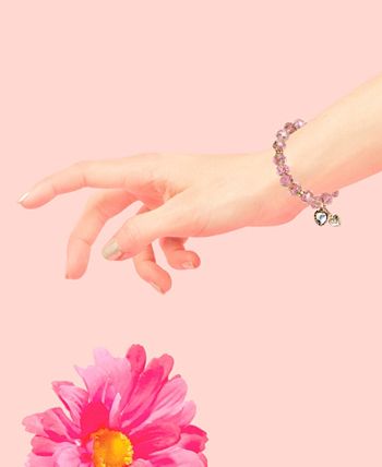 Betsey Johnson - Pink Flower Beaded Stretch Bracelet