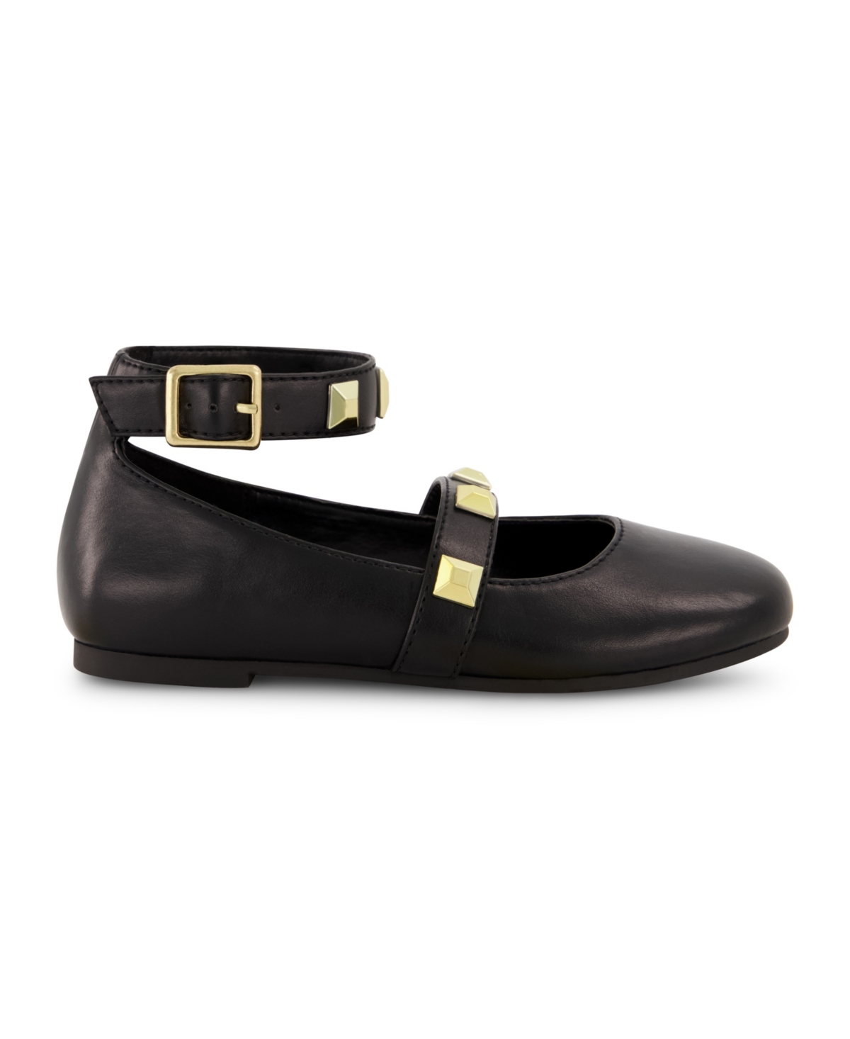 Marc Fisher Big Girls Ankle Strap Pyramid Stud Ballet Flats