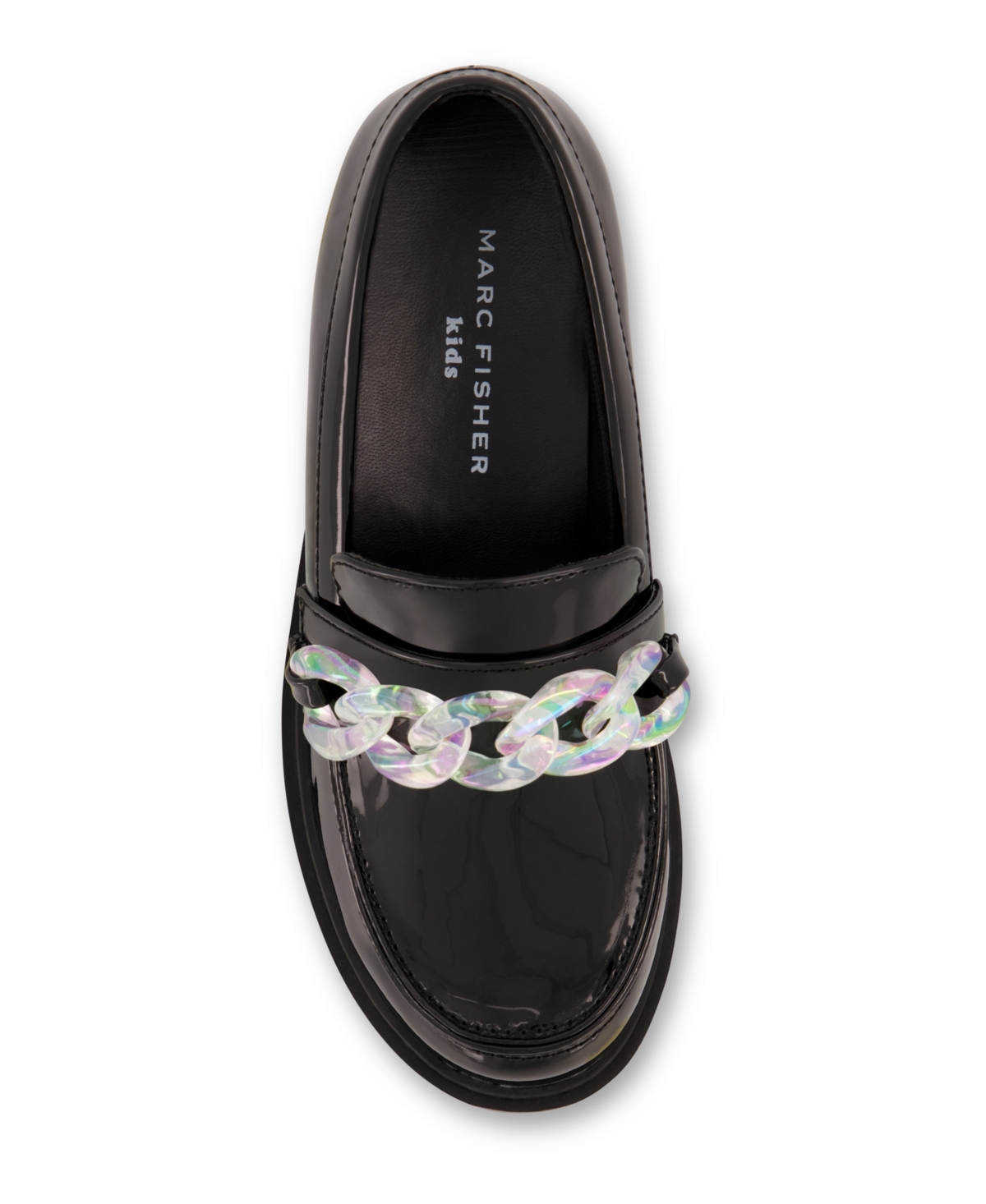 Marc Fisher Little Girls Iridescent Chain Slip On Loafers