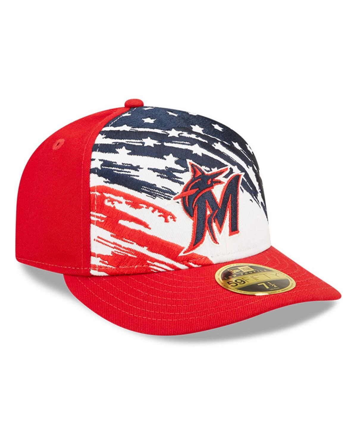 NEW ERA MEN'S NEW ERA RED MIAMI MARLINS 2022 4TH OF JULY LOW PROFILE 59FIFTY FITTED HAT 