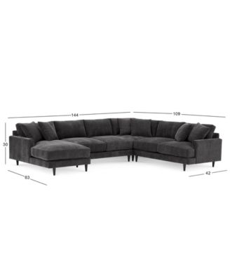 CLOSEOUT! Mariyah Fabric 4-Pc. Sectional with Chaise, Created for Macy's