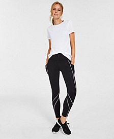 Women's Mesh T-Shirt & Contrast Piping 7/8 Leggings, Created by Macy's 