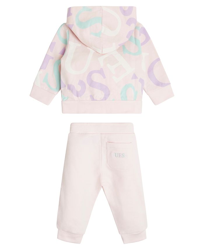 GUESS Baby Girls Print French Terry Hooded Jacket and Jogger, 2 Piece Set Macy's