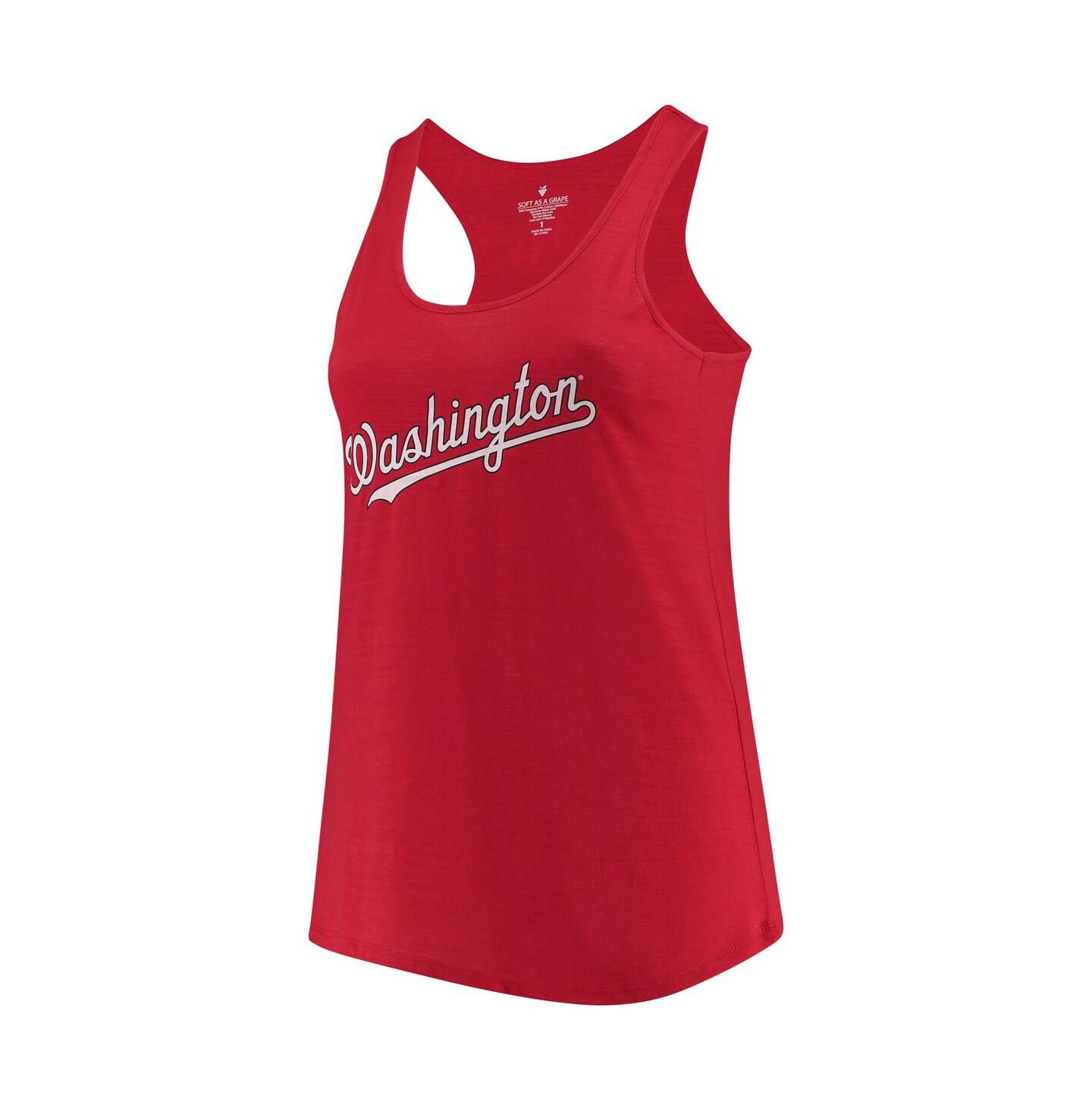 Женский топ Soft As A Grape Red Washington Nationals Plus Size Swing for the Fences Racerback — фото 4