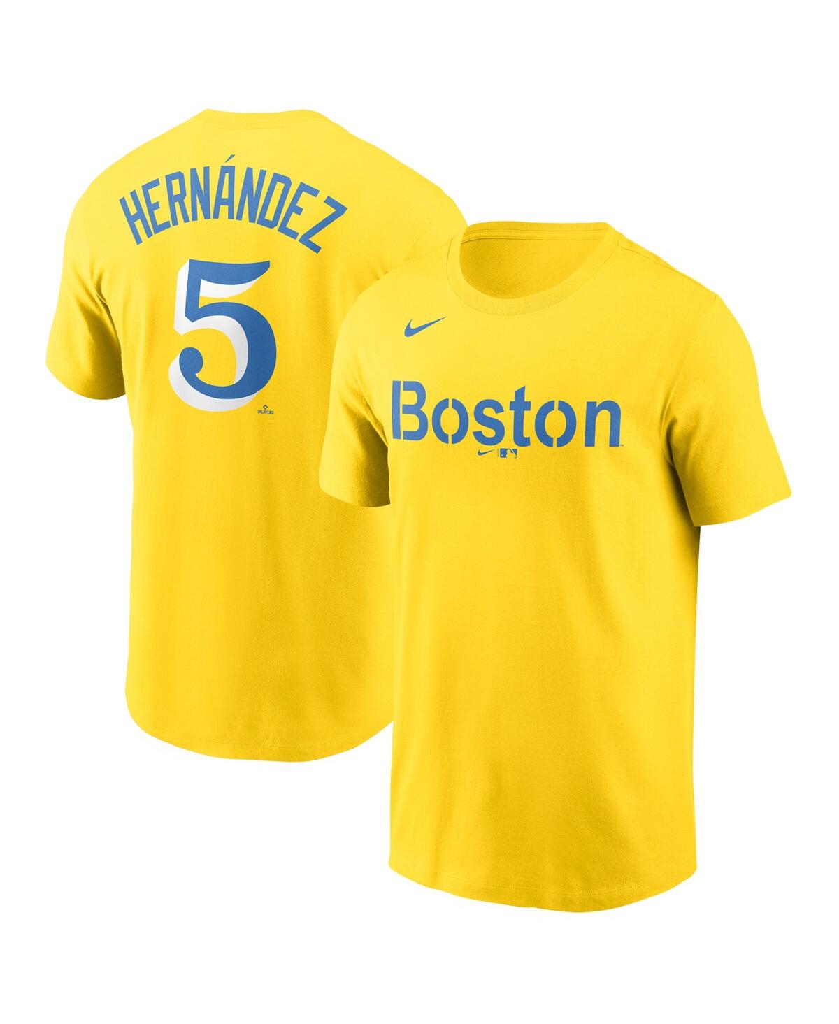 Men's Nike Enrique Hernandez Gold and Light Blue Boston Red Sox City Connect Name & Number T-Shirt Gold,Light Blue