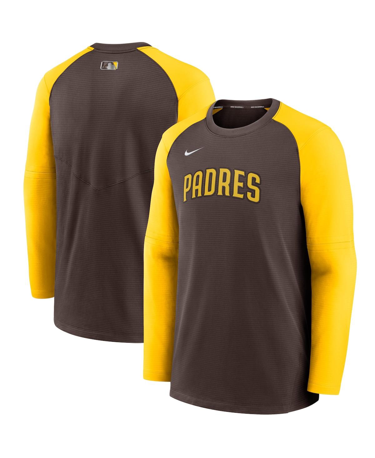 Men's Nike Brown and Gold San Diego Padres Authentic Collection Pregame Performance Raglan Pullover Sweatshirt