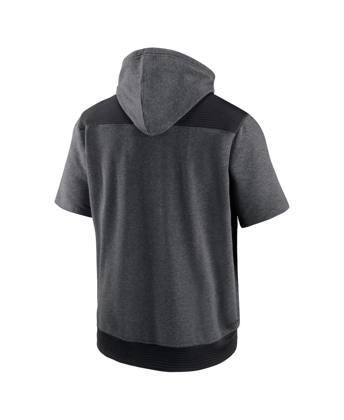 Men's Nike Heatheredand Black Miami Marlins Authentic Collection Dry Flux Performance Quarter-Zip Short Sleeve Hoodie - Charcoal, Black