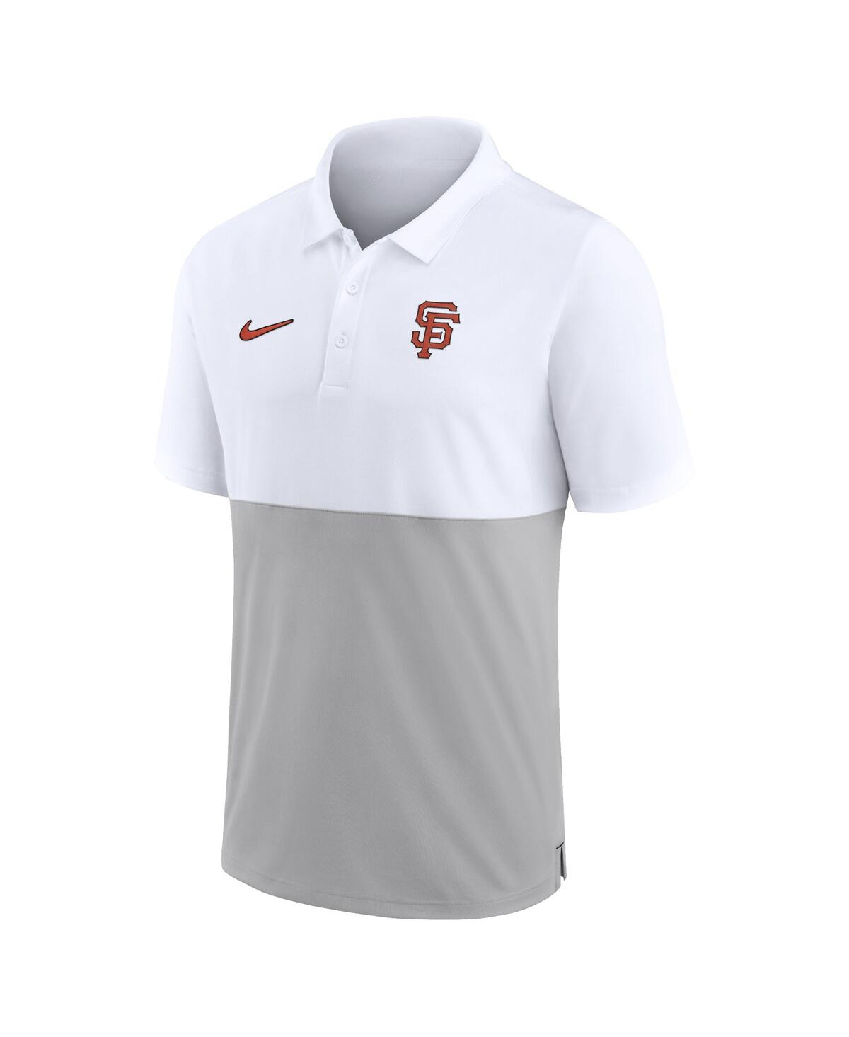 Shop Nike Men's  White, Silver San Francisco Giants Team Baseline Striped Performance Polo Shirt In White,silver