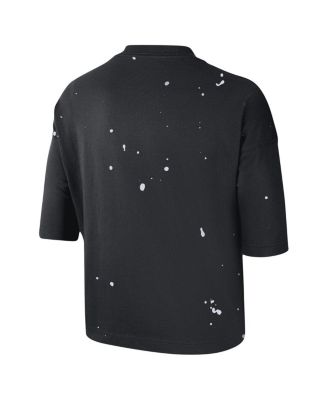 Women's Black Brooklyn Nets Courtside Splatter Cropped T-shirt