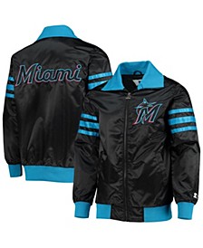 Men's Black Miami Marlins The Captain II Full-Zip Varsity Jacket