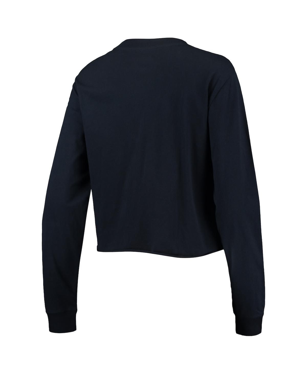 NEW ERA WOMEN'S NEW ERA NAVY MILWAUKEE BREWERS BABY JERSEY CROPPED LONG SLEEVE T-SHIRT 