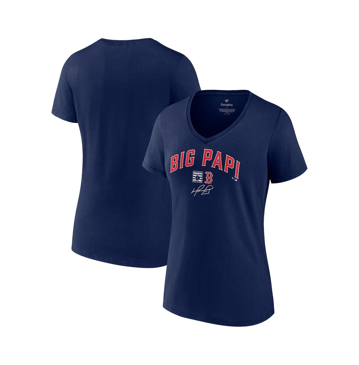 Женская футболка Fanatics David Ortiz Navy Boston Red Sox Big Papi Graphic V-Neck — фото 1