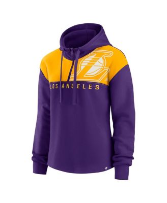 Women's Purple Los Angeles Lakers Overslide Quarter-Zip Fleece Hoodie