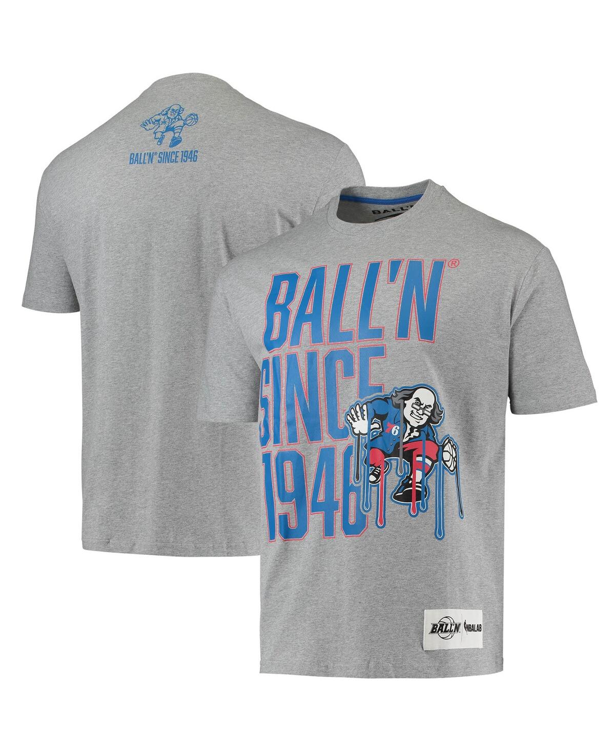 Men's Ball'N Heather Gray Philadelphia 76Ers Since 1946 T-shirt - Heathered Gray