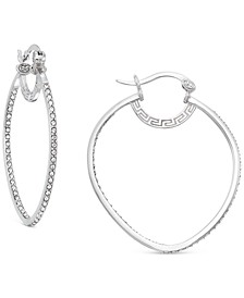 Platinum Over Sterling Silver Earrings, Crystal Inside Out Teardrop Hoop Earrings