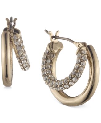 Small Pav&eacute; Split-Hoop Earrings, 0.65"