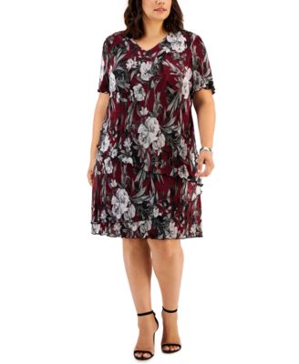 Connected - Plus Size Printed Tiered Dress