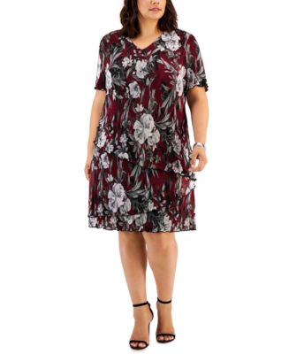 Connected Plus Size Printed Tiered Dress - Macy's