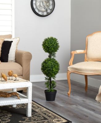 34" Boxwood Double Ball Topiary Artificial Tree Indoor/Outdoor