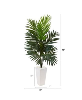 4.5' Kentia Palm Artificial Tree in White Tower Planter