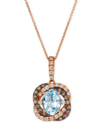 Le Vian - Blue Topaz (1-7/8 ct. t.w.) & Diamond (3/8 ct. t.w.) 20" Pendant Necklace in 14k Rose Gold