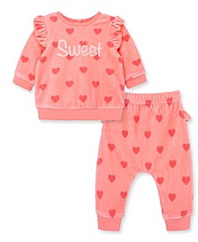 Baby Girls Sweet Heart T-shirt and Pants, 2-Piece Set