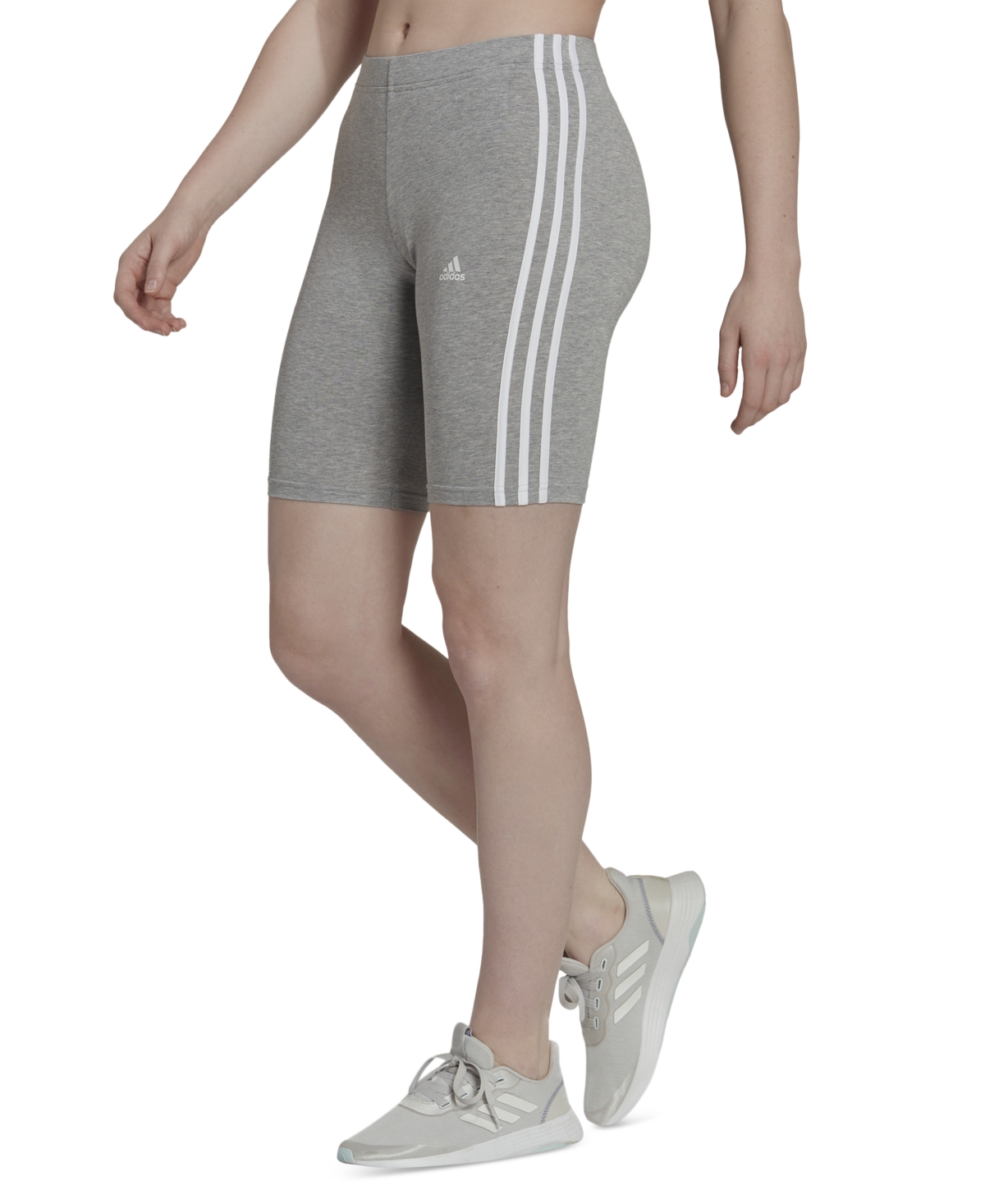 Shop Adidas Originals Women's 3-stripe Bike Shorts In Medium Grey Heather,white