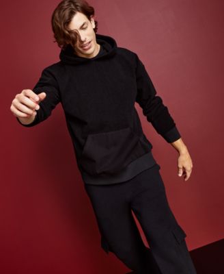 Royalty by Maluma - Men's Relaxed-Fit Mixed-Media Hoodie