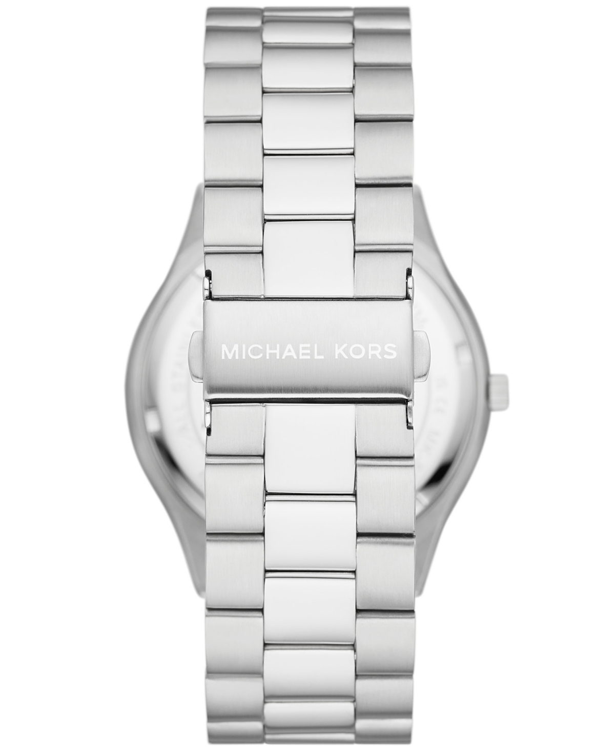 Michael Kors Men's Slim Runway Three-hand Silver-tone Stainless Steel Bracelet Watch 44mm And Luggage Saffiano Le In Silver-tone