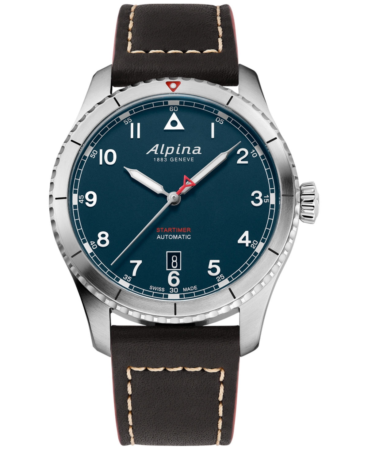 Alpina Men's Swiss Automatic Startimer Black Leather Strap Watch 41mm